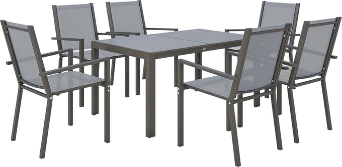 Outsunny Terraseetset - Staal - 150x90x73cm - Donkergrijs