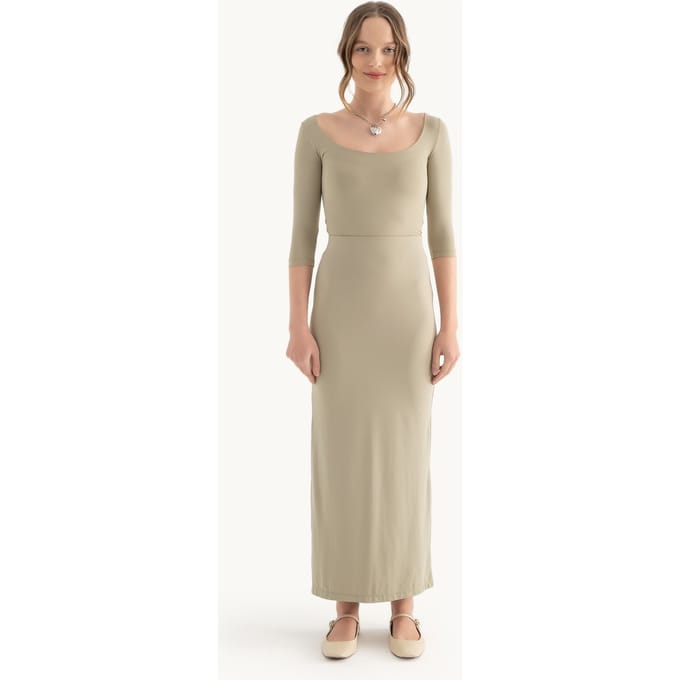 Hoge Taille Maxi Rok met een Zijsplit