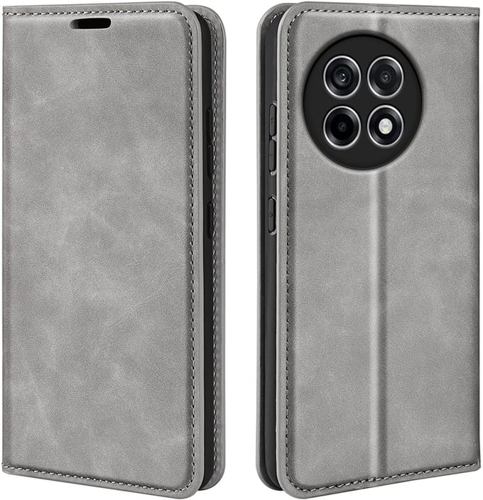 MobyDefend Hoesje - Geschikt voor OnePlus 13R - Luxe Wallet Bookcase (Magnetische Sluiting) - Grijs