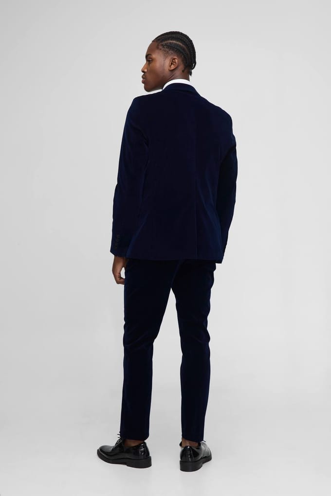 Slim fit geribbelde veloursbroek | Navy | Size 28