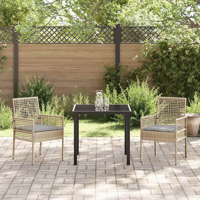 vidaXL Tuinstoel met kussen 2 pcs Beige 55 x 53 x 85 cm poly rattan