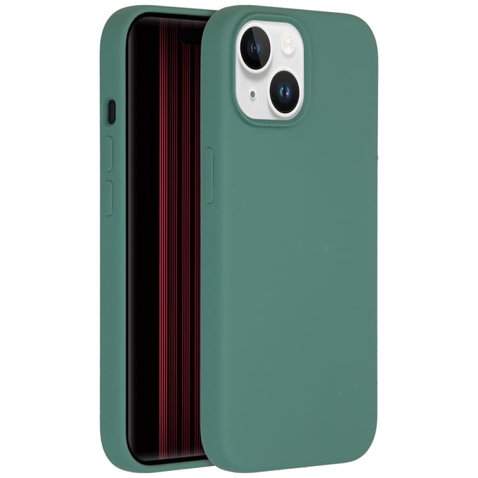 Accezz Hoesje - Geschikt voor Apple iPhone 15 - Liquid Silicone Backcover - Donkergroen