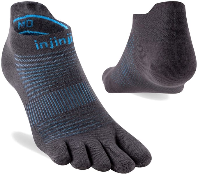 Injinji Run Lightweight No-Show Coolmax - Zwart/Blauw - 40-44