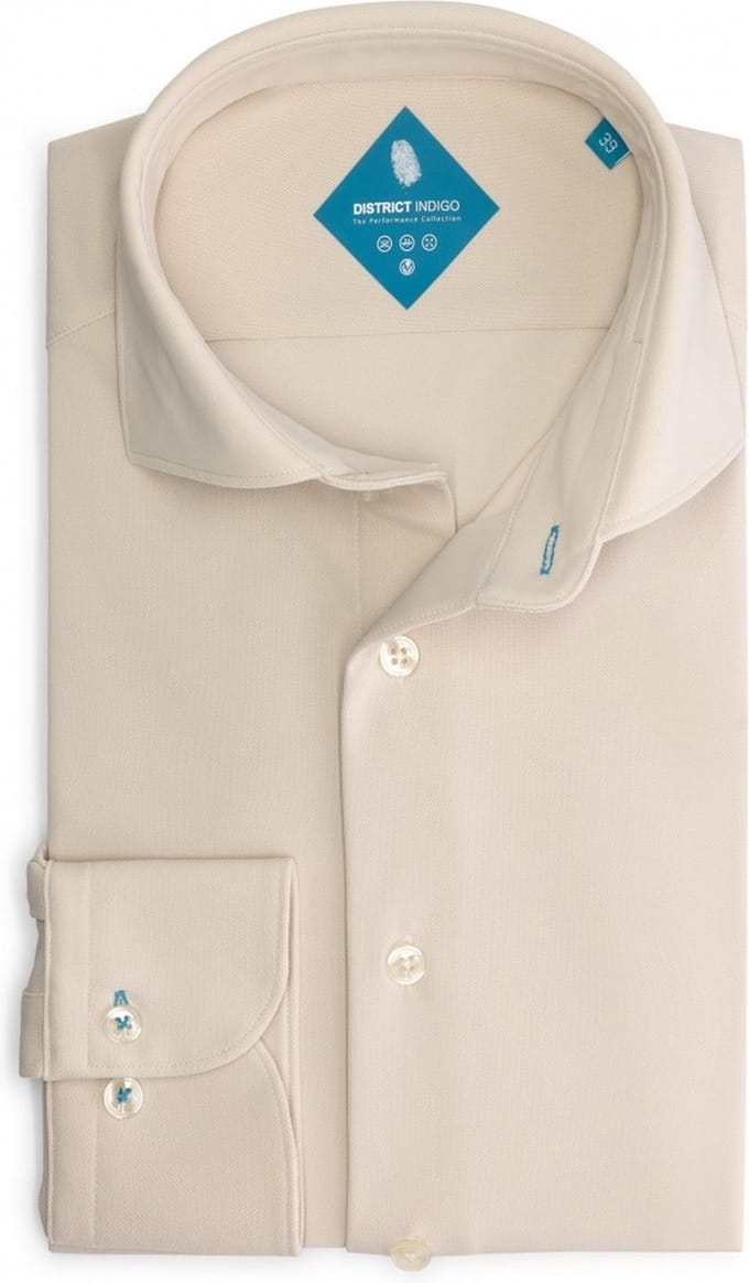 District Indigo Overhemd Pique Performance Beige (7.31.025.780 - 048)