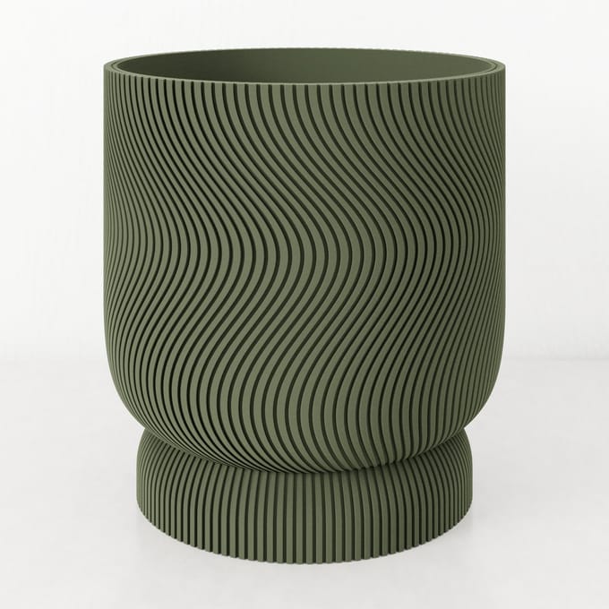 Fleuriek - Bloempot voor binnen - Groen gestreepte plantenpot van bio plastic - Ø12 cm