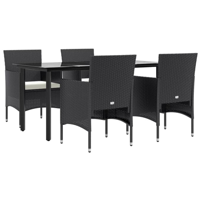 vidaXL - 5-delige - Tuinset - met - kussens - zwart