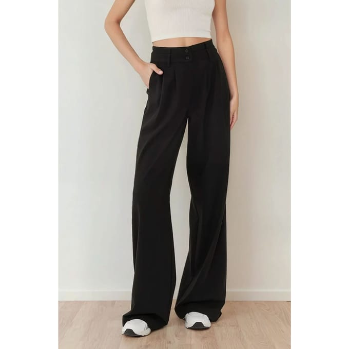 Hoge Taille Geplooide Palazzo Broek