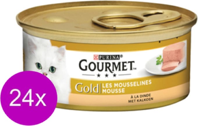 24x Gourmet - Gold Mousse Kalkoen - Kattenvoer Natvoer - 85 g