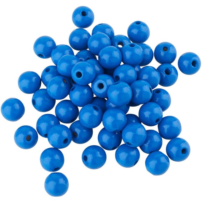 Houten kralen, Ø 10 mm, ca. 50 stuks - Blauw