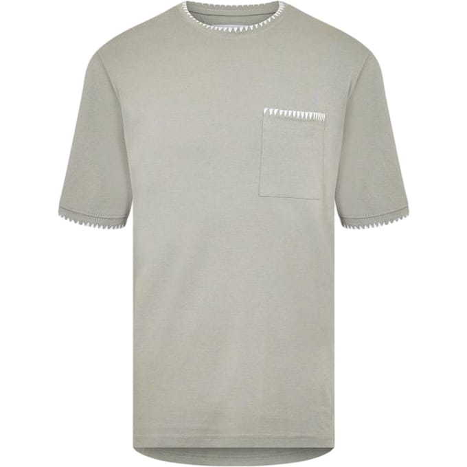 Threadbare Gebreid T-shirt voor heren van Perth (Salie/Ecru)