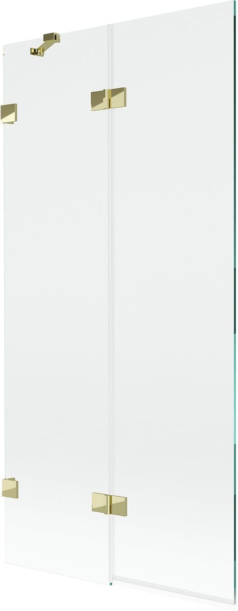 Mexen Lunar badscherm 2-delig links 90 x 150 , transparant, goud - 897-090-100-50-00-L
