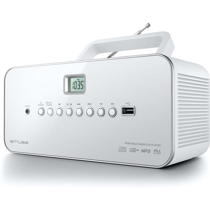 Muse M-28RDW - Draagbare radio/CD-/MP3-speler met USB, wit