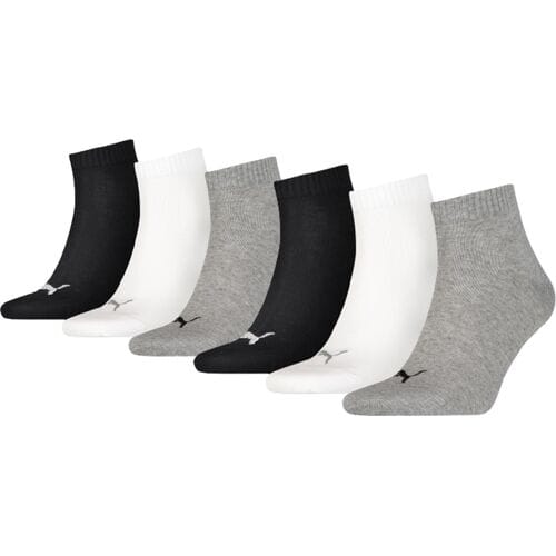 Puma Quarter Sokken Plain 6-pack Zwart / Wit / Grijs-39/42