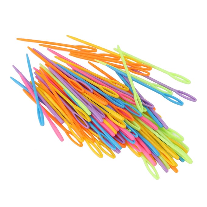 100 stuks Plastic naalden met groot oog Heldere kleuren Plastic garennaalden Groot oog Draagbaar Plastic orange