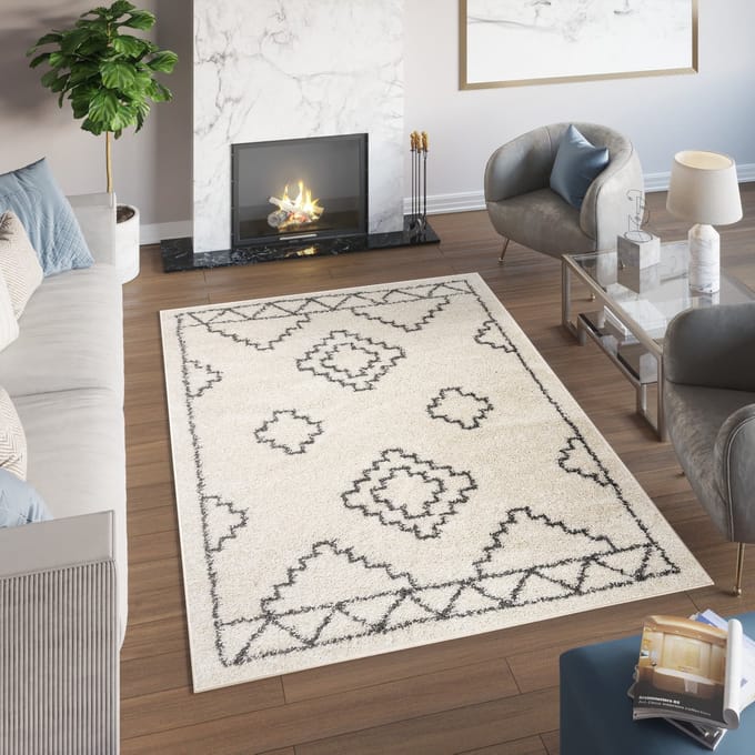 Tapiso Delhi Vloerkleed Beige Ethno Boho Modern Tapijt Maat- 80x150