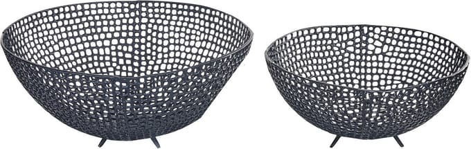 KRUKUT - Decoratieve schalen set van 2 - Zwart - Aluminium
