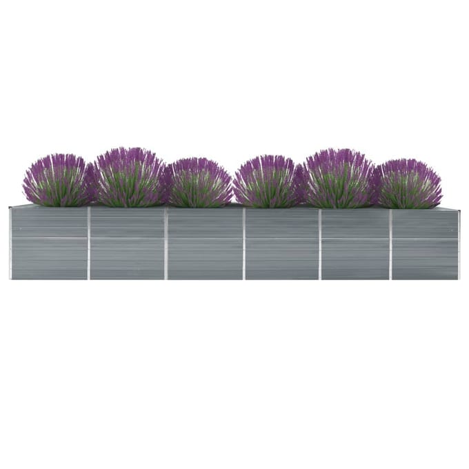 vidaXL - Plantenbak - verhoogd - 480x80x77 - cm - gegalvaniseerd - staal - grijs