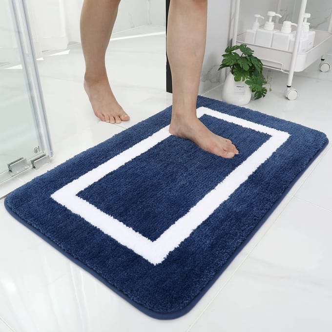 Olanly Badmat Antislip - Badkamermat - Absorberende Badmat - Douchemat - 61x91cm - Marineblauw