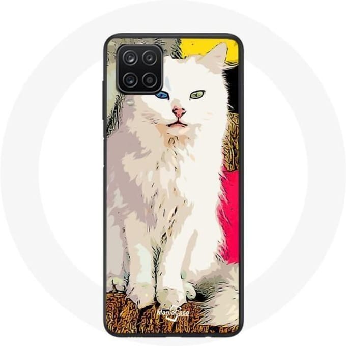 Turks Samsung Galaxy A12 hoesje van Van White Cat met blauwe en gele ogen
