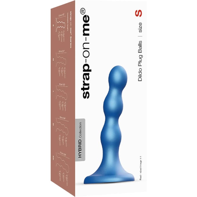 Strap-On-Me - Dildo Plug Balls - Metallic Blauw S