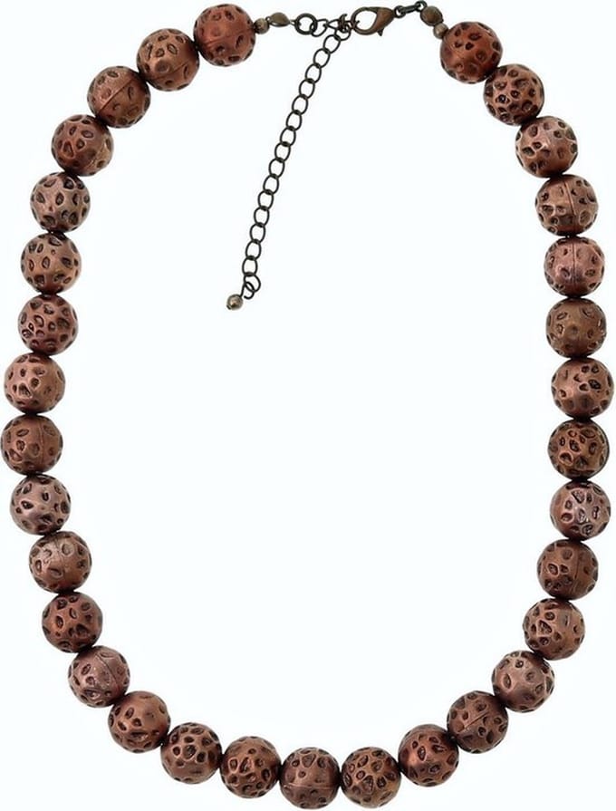 Behave - Kralen Ketting - Brons Oud Rosé Goud Kleur 43 cm - Mode Sieraad
