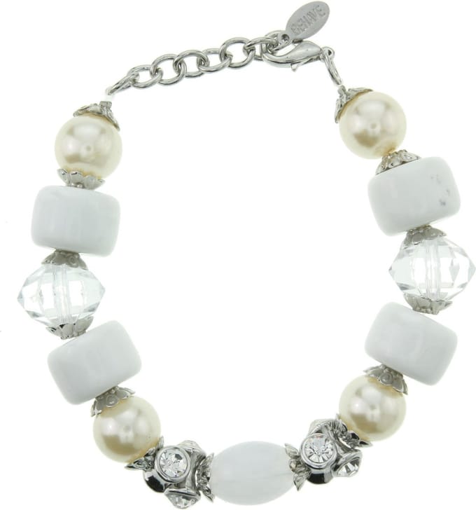 Behave - Armband - wit parel steen mix - chique stijl - nikkelvrij