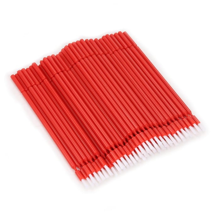 100 Stuks Tandheelkundige Wegwerp Micro Applicator Borsteltjes Buigbare Stokjes (Rood) rood