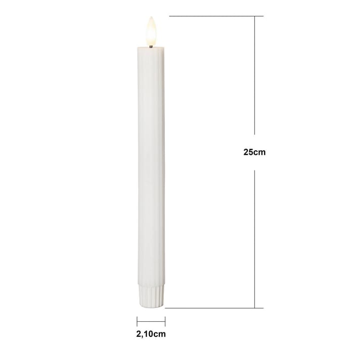 Star Trading LED kaars Flame Stripe set van 2 gemaakt van was, wit