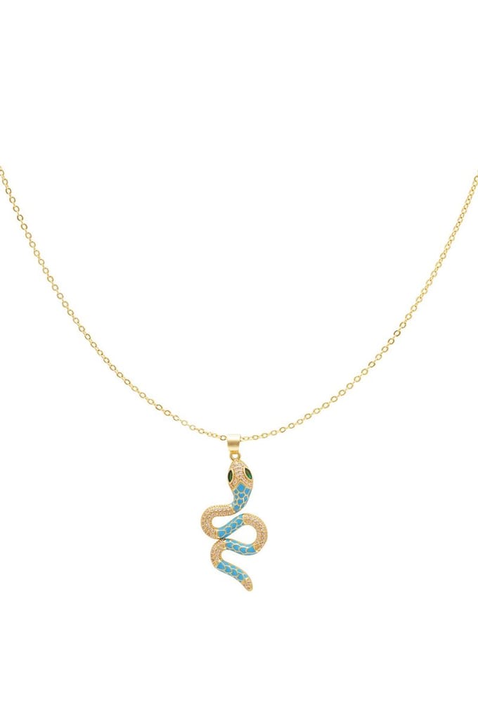 Ketting - gedetailleerde slang - Blue & Gold Koper- Yehwang