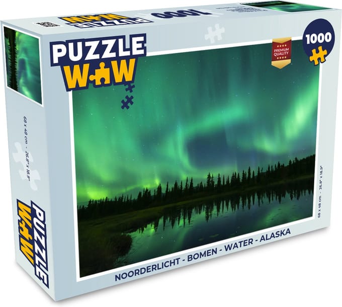 Puzzel Noorderlicht - Bomen - Water - Alaska - Legpuzzel - Puzzel 1000 stukjes volwassenen