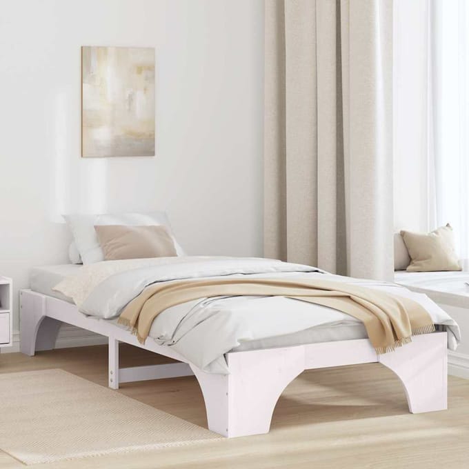 vidaXL - Bedframe - Wit - 100 - x - 200 - cm - Massief - grenenhout