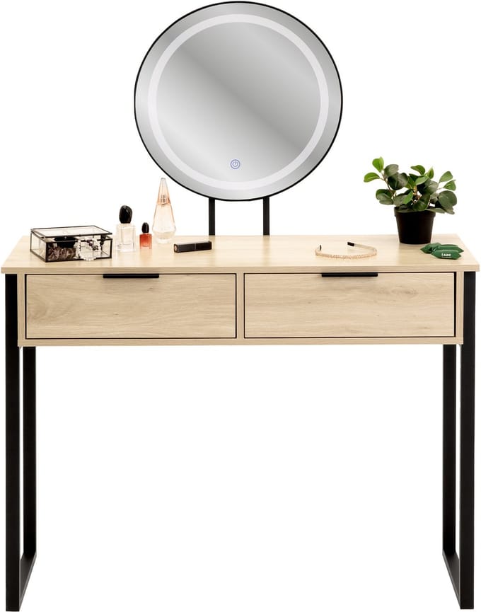 LOFT Cosmetische kaptafel met LED-make-upspiegel met ladeverlichting