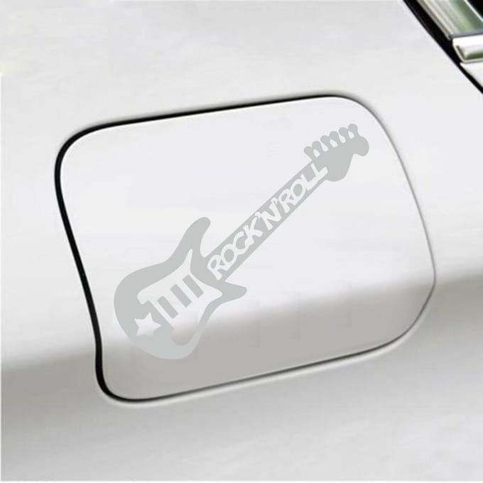 Bumpersticker - Gitaar Rock N Roll - 10,4 X 14,8 - Licht Grijs