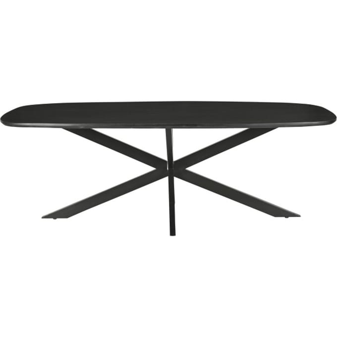 Eetkamertafel Jesper Danish Oval Black 230 cm - mangohout / gecoat staal - Zwart