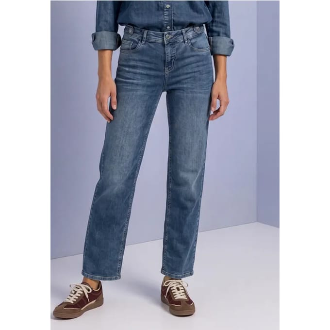Jeans met Straight Leg pijpen en knoopdetails