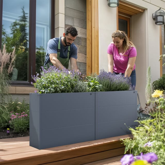 4gardenz Buiten Plantenbak Staal - Verhoogde Bodem - 100x30x77 cm