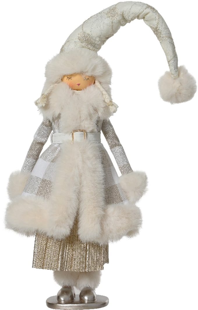 Decoris - Kerstdecoratie Engels Staand - Polyester - Champagne/Goud - H70 cm