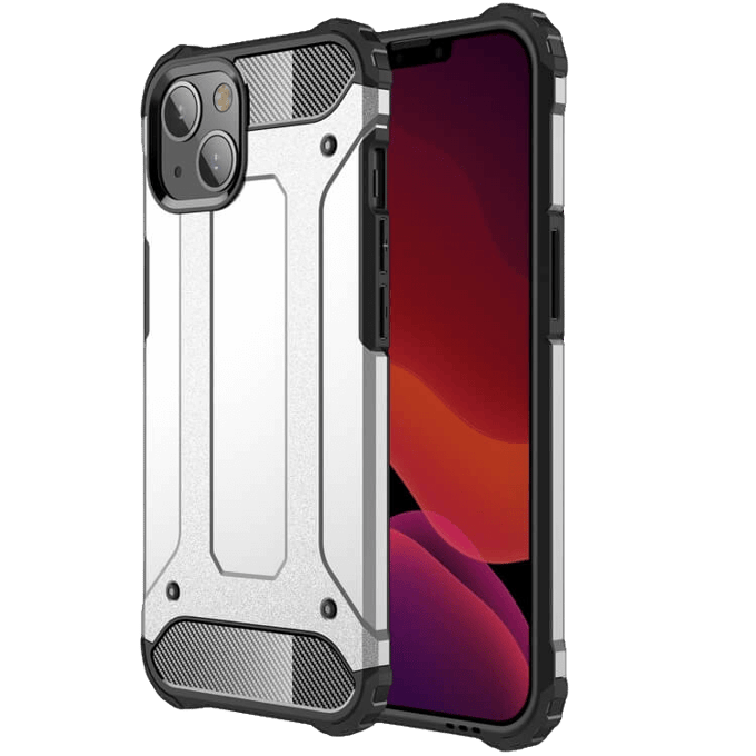 CaseBody iPhone 13 Mini Shockproof Steel Armor hoesje Zilver