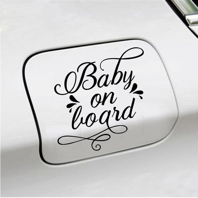 Bumpersticker - Baby On Board - 12,1 X 13,1 - Zwart