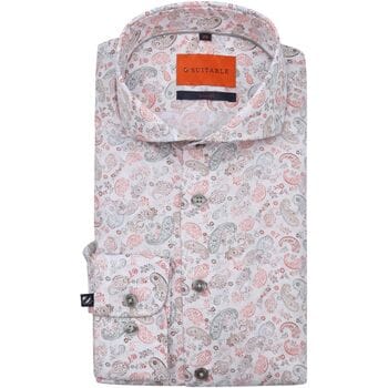Suitable Melange Overhemd Paisley Multicolour - Maat 38 - Heren - Overhemden Formeel