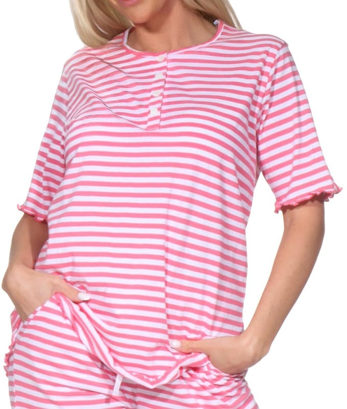 Damespyjamashirt met korte mouwen mix & match