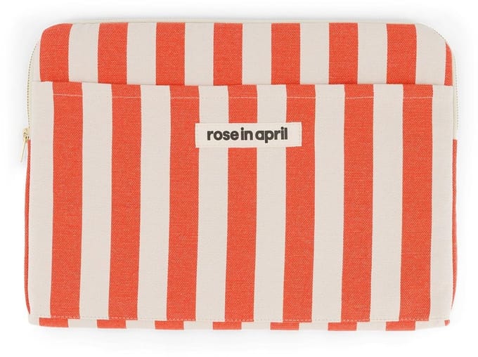Rose in April | Laptophoes 13&14" - Beige Rood Strepen