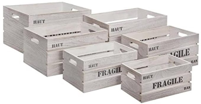 Houten kisten set van 6 - Perfect voor opslag en decoratie