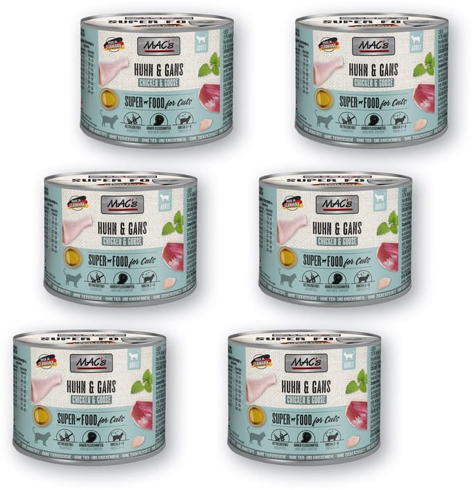 MAC's Natvoer Blik 98,7% Kip & Gans 6 x 200g