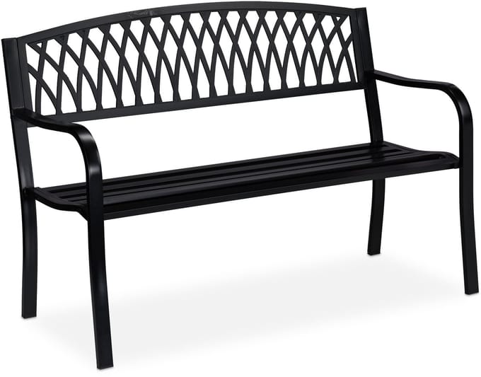 tuinbank - 2 persoons - 87 x 127 x 60 cm - metaal - zwart