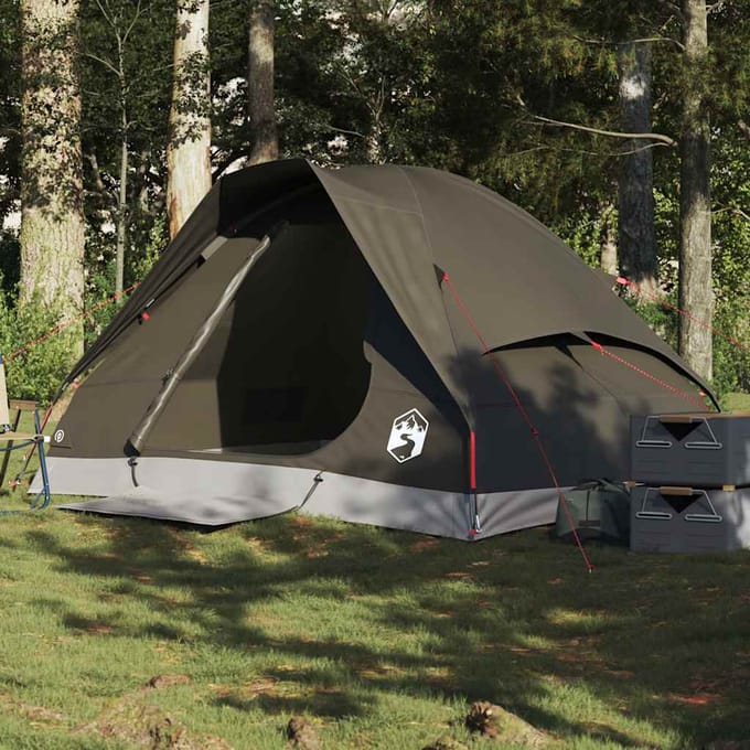 Tente de camping dôme pour 2 personnes Marron Imperméable