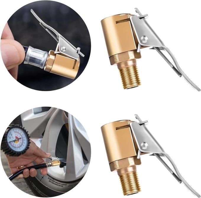 Zware Messing Locking Banden Inflator Adapter, 2 Stuks Luchtschroeven met Clip, Geen Lekkage, Voor Auto en Fiets