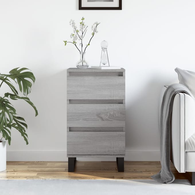 vidaXL - Dressoir - 40x35x70 - cm - bewerkt - hout - grijs - sonoma