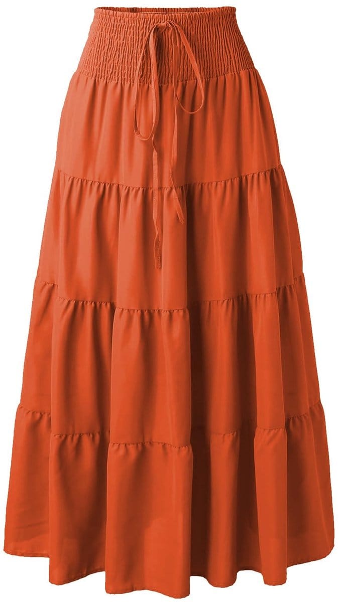 Maxi Rok Hoge Taille - 2-in-1 Rok - Lange Rok met Ruches - A-lijn Rok - Trekkoord - 95% Polyester