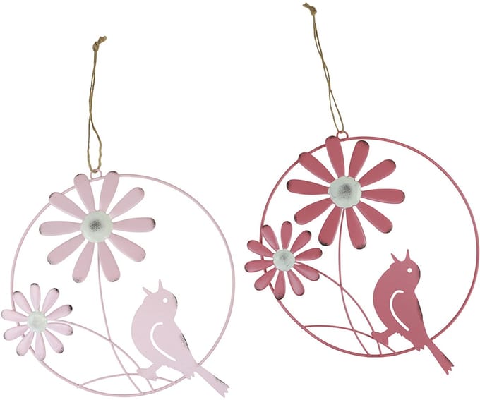 Decoratieve Ring Metaal Hangende Decoratie Bloemen Roze Ø23cm 4 Stuks,